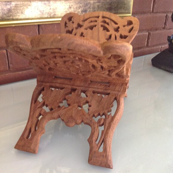 Vintage Folding Book Stand Hand Carved Sheesham Wood - Picture 2 of 4
